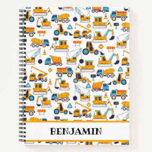 Construction Truck Vehicles Personalised Notebook