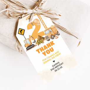 Construction Trucks 2nd Birthday Party Favor Tags