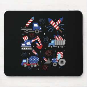 Construction Trucks 4th Of July Vehicle For Boys A Mouse Pad
