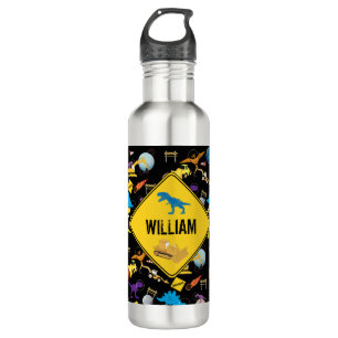 Construction Trucks Astronaut Dinosaurs in Space  710 Ml Water Bottle