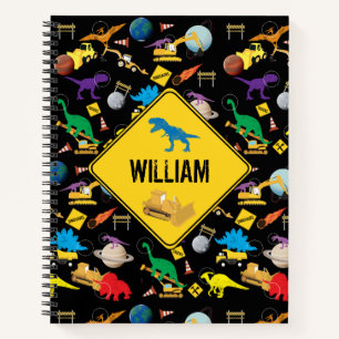 Construction Trucks Astronaut Dinosaurs in Space Notebook