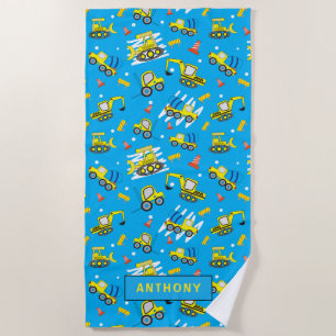 Construction Trucks beach Towel