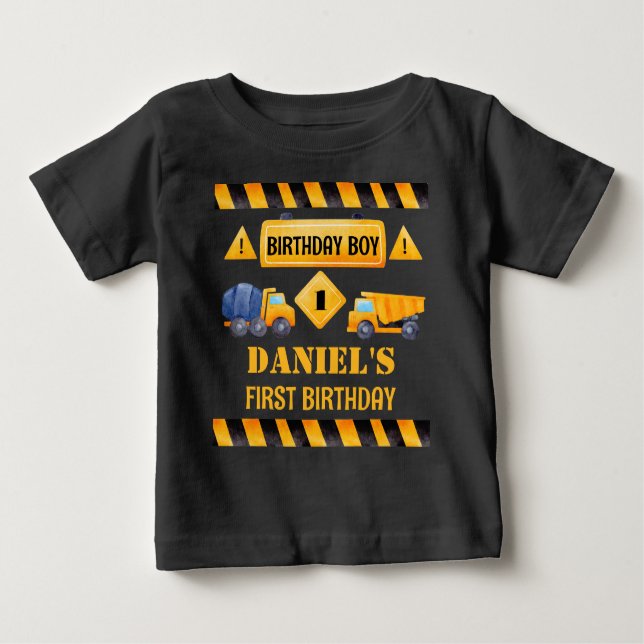 Construction trucks birthday family crew shirt (Front)