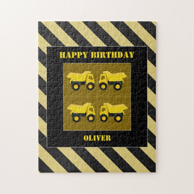 Construction Trucks Birthday Jigsaw Puzzle (Vertical)