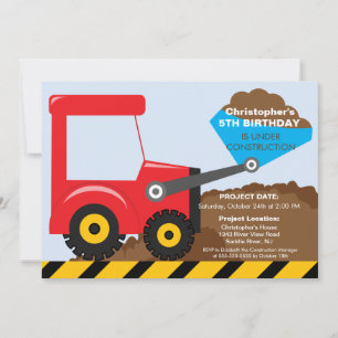 Construction trucks Birthday Party for boys Invitation