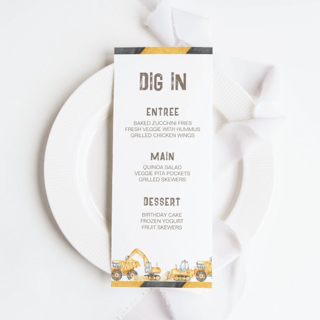 Construction Trucks Birthday Party Menu (Creator Uploaded)