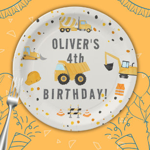 Construction Trucks Birthday Party Paper Plate