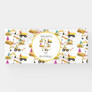 Construction Trucks Birthday Party Pattern Banner