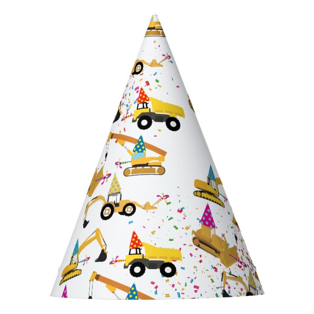 Construction Trucks Birthday Party Pattern  Hat (Front)