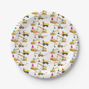 Construction Trucks Birthday Party Pattern  Paper Plate