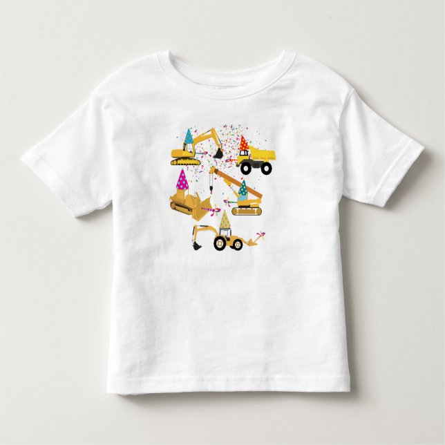 Construction Trucks Birthday Party Pattern Toddler T-Shirt (Front)
