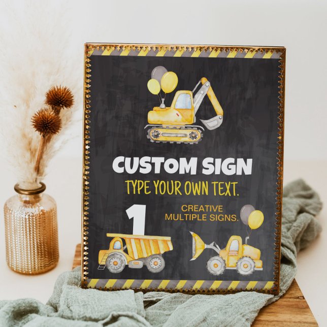 Construction Trucks Birthday Party Table Sign (Creator Uploaded)