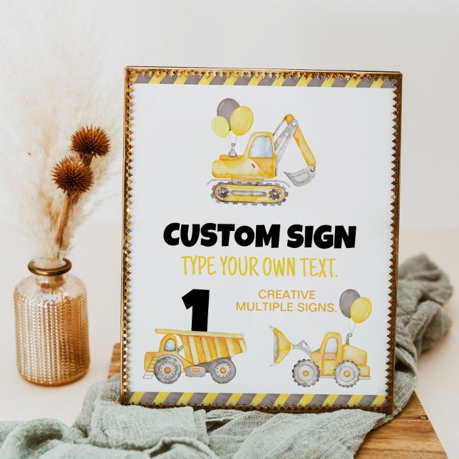 Construction Trucks Birthday Party Table Sign (Creator Uploaded)