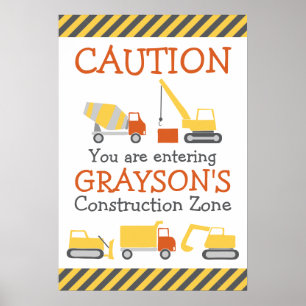 Construction Trucks Birthday Party Welcome Poster