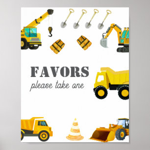 Construction Trucks Birthday Poster