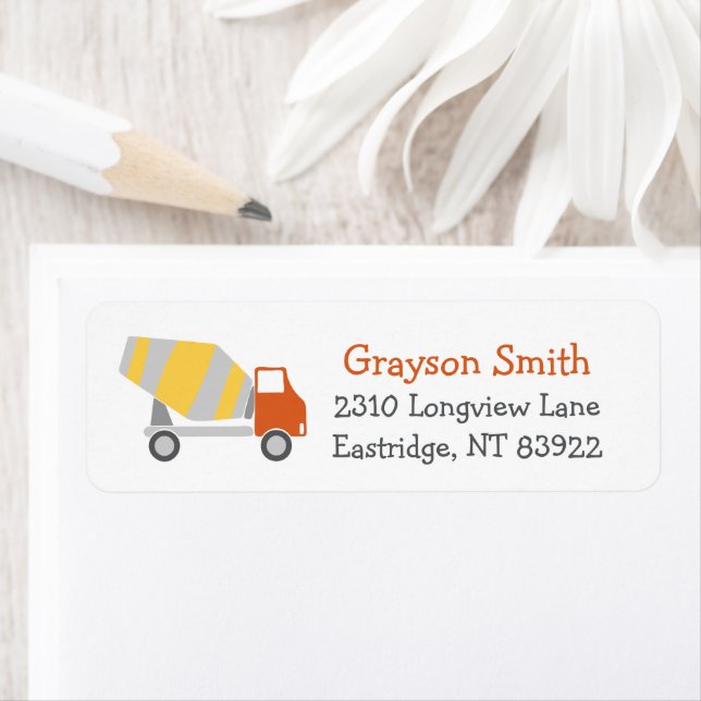 Construction Trucks Birthday Return Address Labels (Insitu)