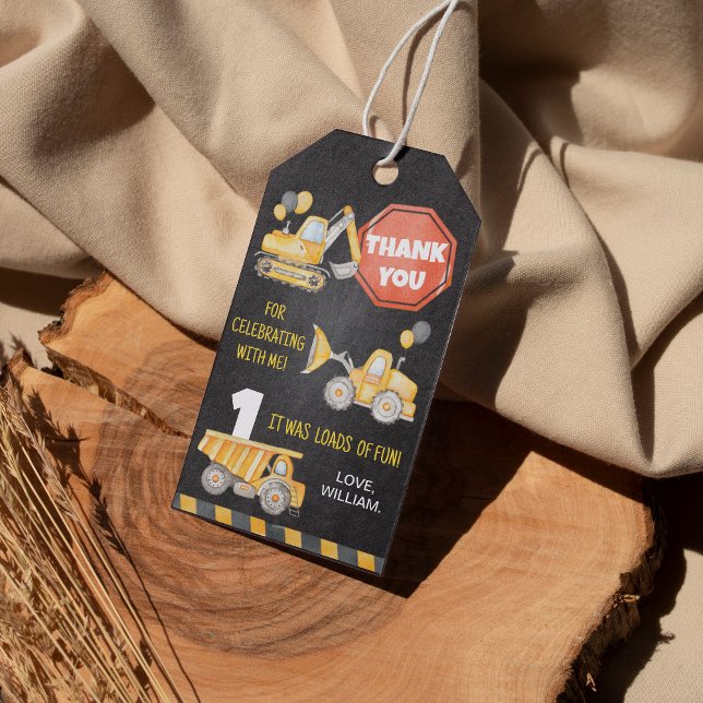 Construction Trucks Birthday Thank You Tag (Creator Uploaded)