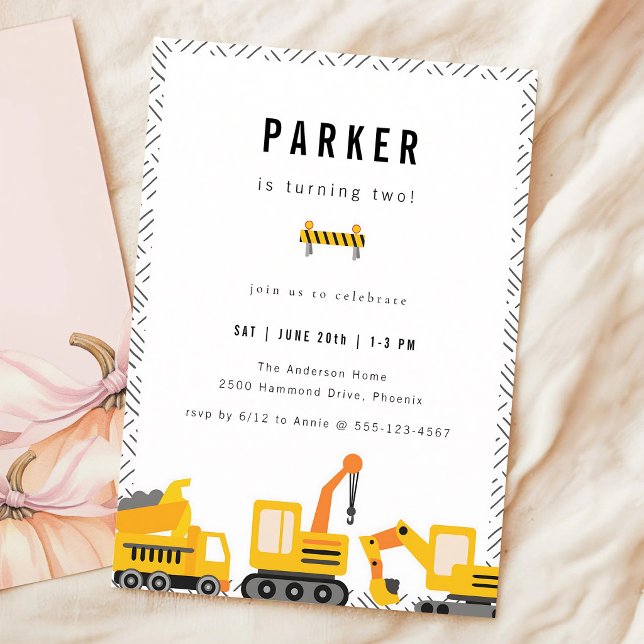 Construction Trucks Boy Birthday Invitation (Creator Uploaded)