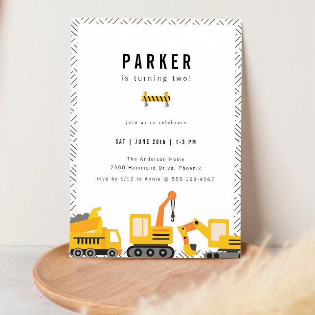 Construction Trucks Boy Birthday Invitation (Creator Uploaded)