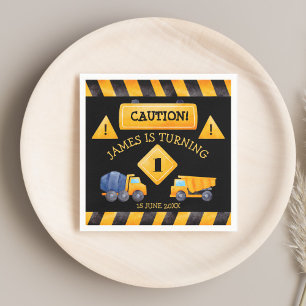 Construction trucks boys birthday party napkin