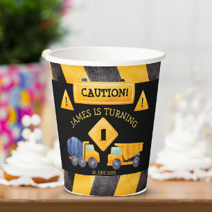 Construction trucks boys birthday party paper cups