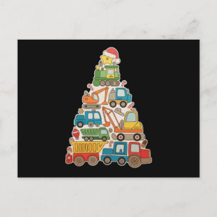 Construction Trucks Christmas Tree Toddler Boys Holiday Postcard