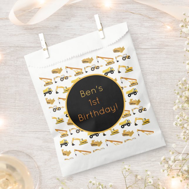 Construction Trucks Favour Bag (Clipped)