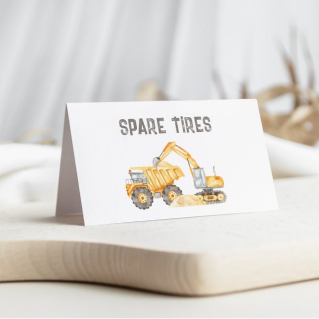 Construction Trucks Food Labels Place Card (Creator Uploaded)