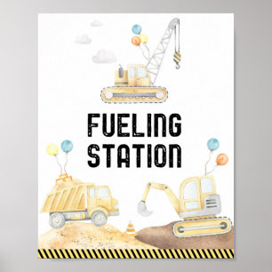Construction Trucks Fuelling Station Birthday Sign