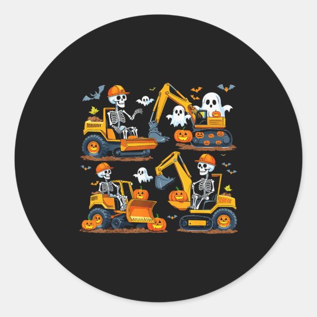 Construction Trucks Halloween Costume Soky Excavat Classic Round Sticker (Front)