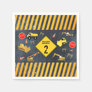 Construction Trucks Heavy Machinery Birthday Boy  Napkin