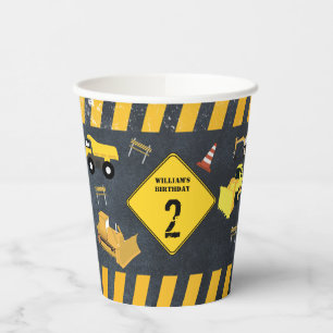 Construction Trucks Heavy Machinery Birthday Boy Paper Cups