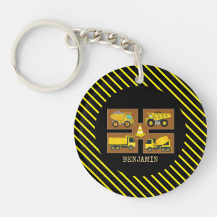 Construction Trucks Kid Birthday Party Decor Key Ring