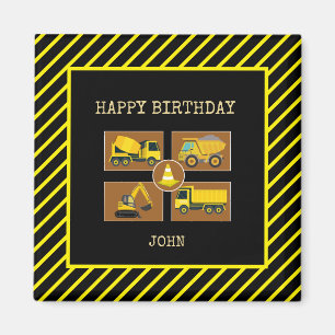 Construction Trucks   Kids Birthday Party decor Magnet