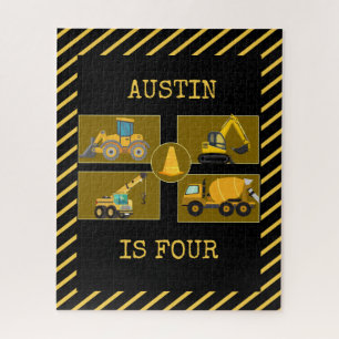 Construction Trucks Kids Birthday Party Jigsaw Puzzle