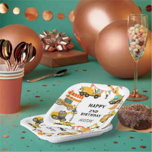 Construction Trucks    Kids Birthday Party   Paper Plate