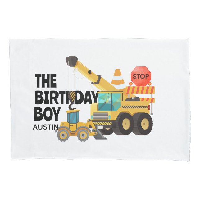 Construction Trucks |  Kids Birthday Party   Pillowcase (Front)
