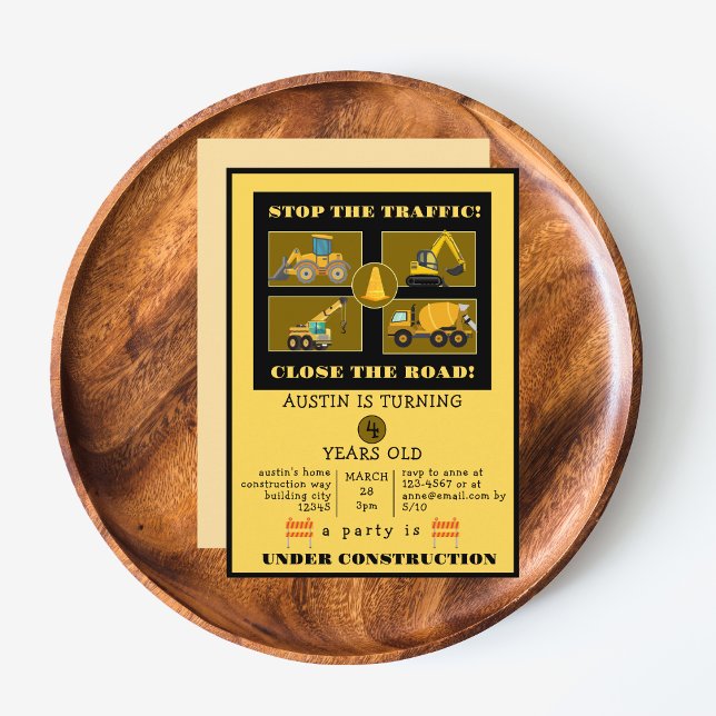 Construction Trucks |  Kids Birthday Party   Save The Date (Construction Trucks |  Kids Birthday Party  Supplies)