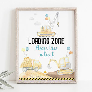 Construction Trucks Loading Zone Treats Sign