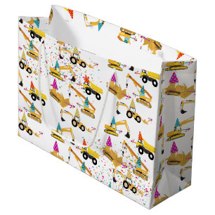 Construction Trucks Party Pattern  Large Gift Bag