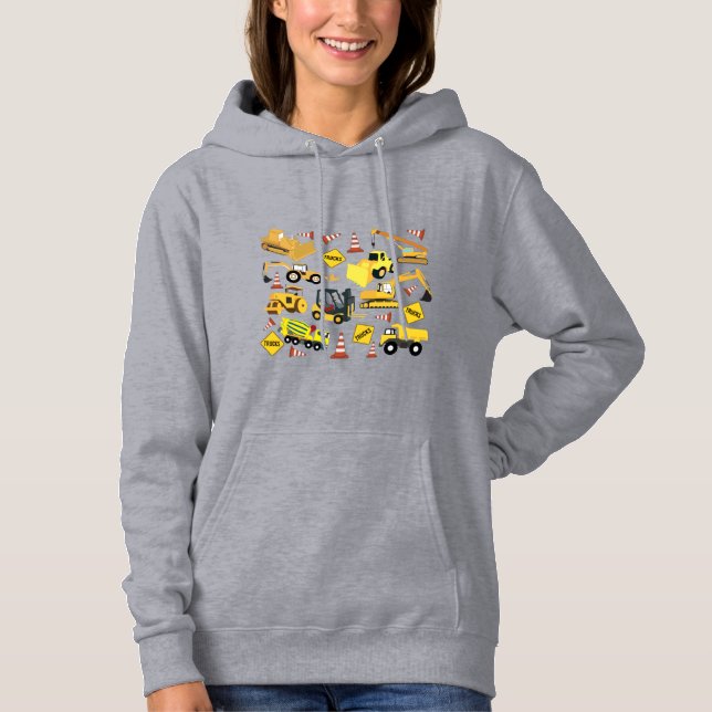 Construction Trucks Pattern Hoodie (Front)