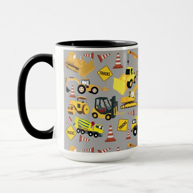 Construction Trucks Pattern Mug (Left)