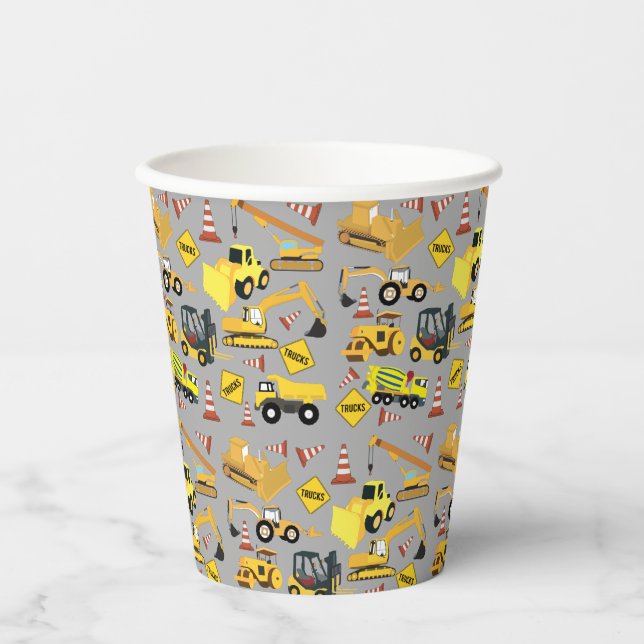 Construction Trucks Pattern  Paper Cups (Front)