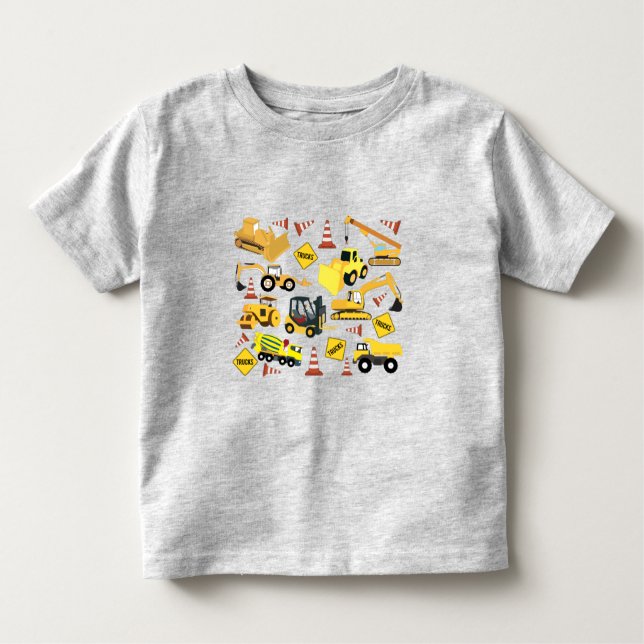 Construction Trucks Pattern Toddler T-Shirt (Front)