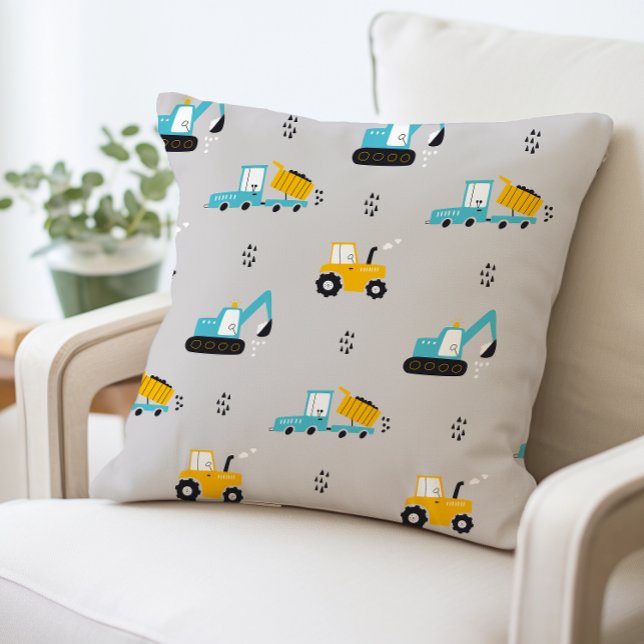 Construction Trucks Pillow, Dump Truck Cushion (Creator Uploaded)