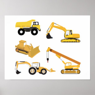 Construction Trucks Poster