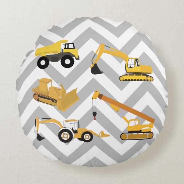 Construction Trucks Round Cushion (Front)