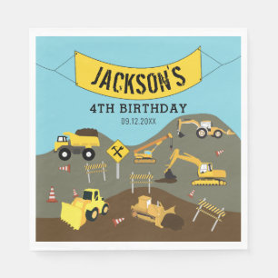 Construction Trucks Site Theme Birthday Party  Napkin
