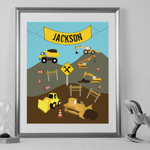 Construction Trucks Site Theme Decor