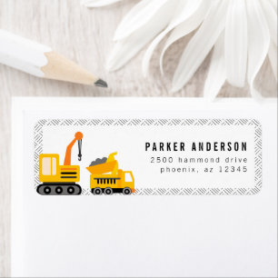 Construction Trucks Theme Address Return Address Label